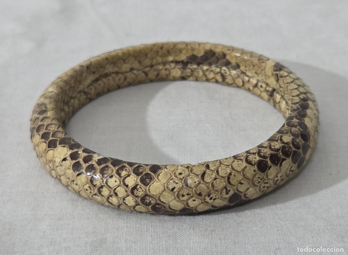 Joyeria: Pulsera rigida brazalete en piel de serpiente - Foto 4