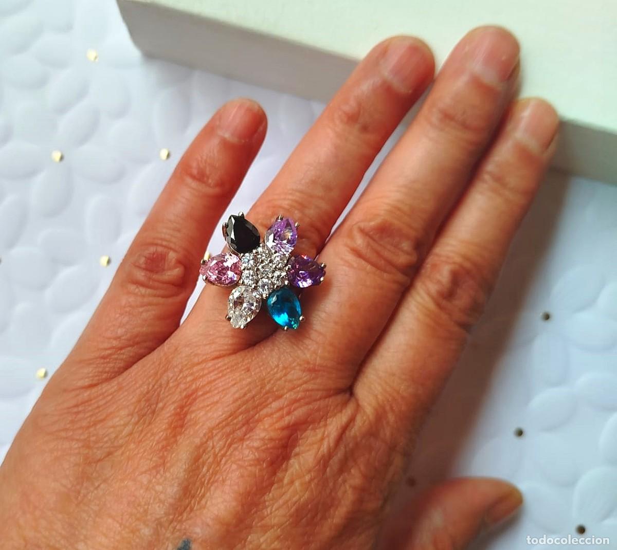 Joyeria: Anillo de plata flor circonitas - Foto 1