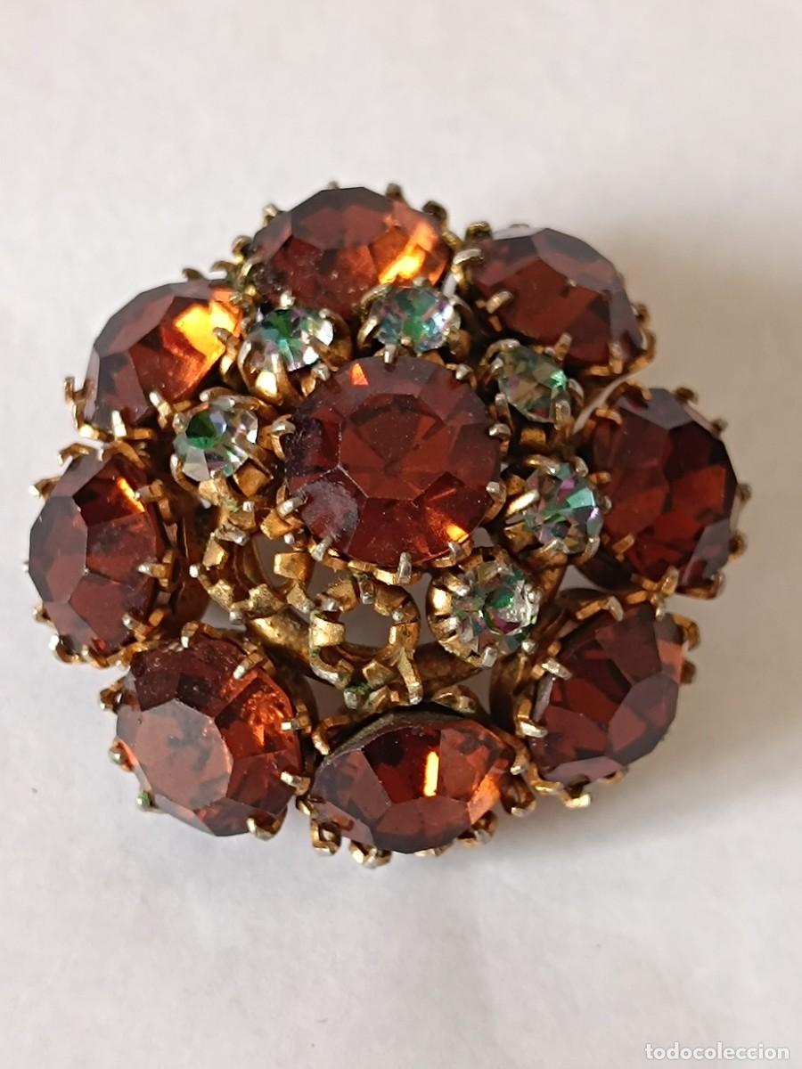 Joyeria: Broche antigua con cristales de color - Foto 1