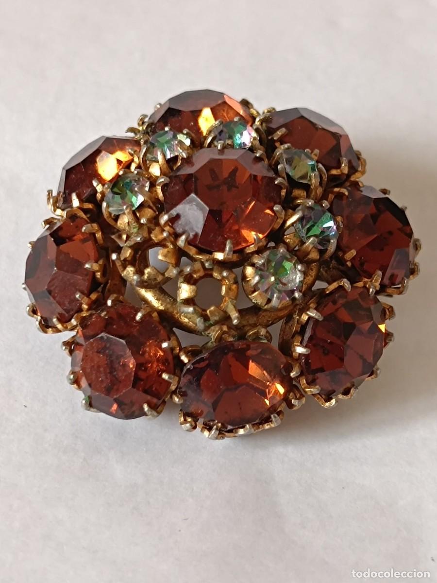 Joyeria: Broche antigua con cristales de color - Foto 2