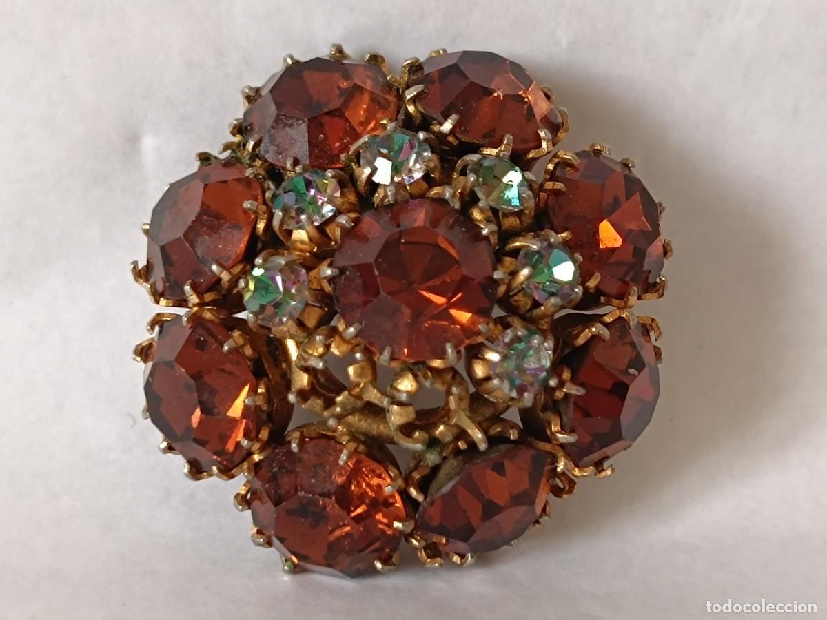 Joyeria: Broche antigua con cristales de color - Foto 3