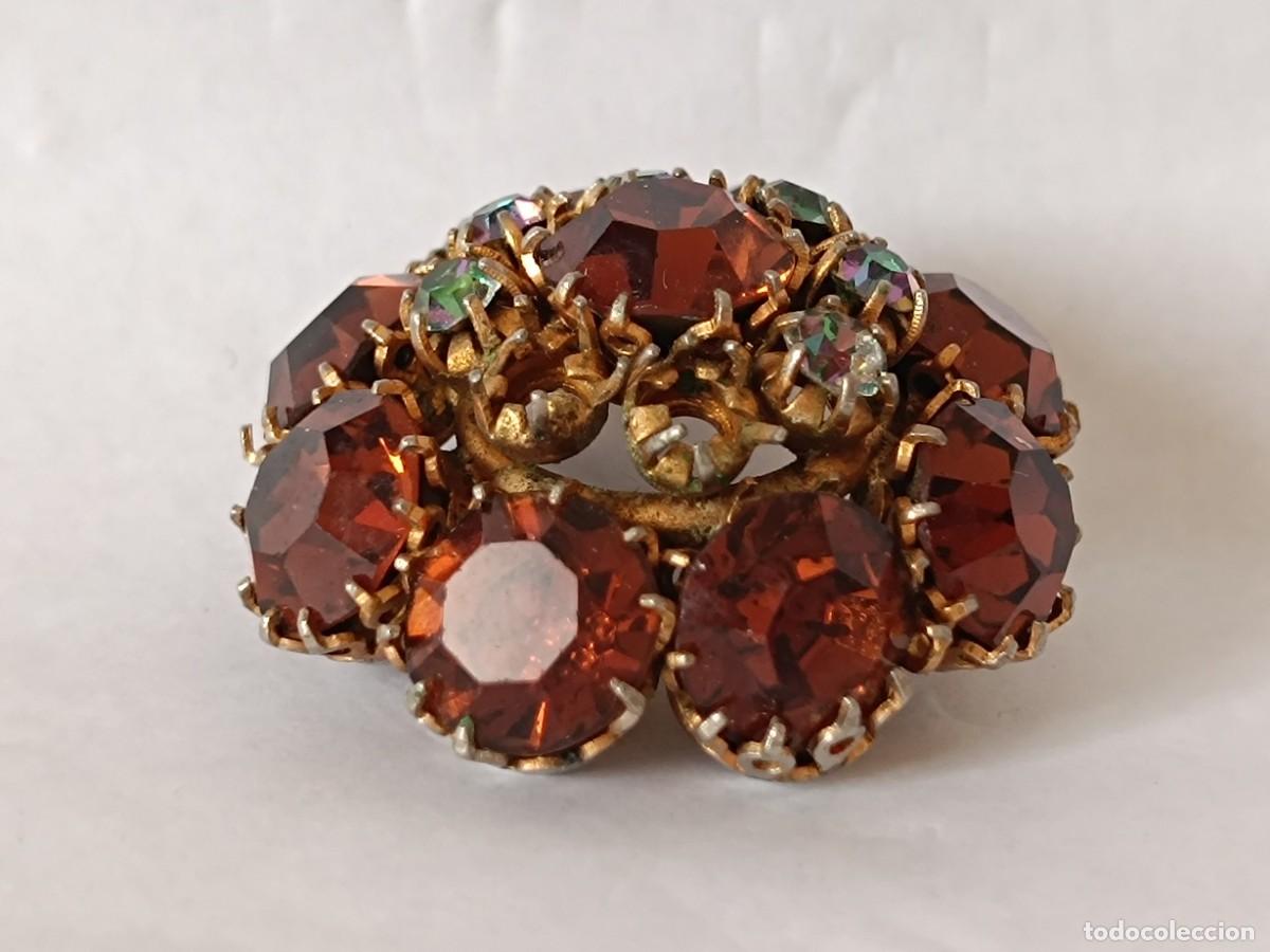Joyeria: Broche antigua con cristales de color - Foto 4