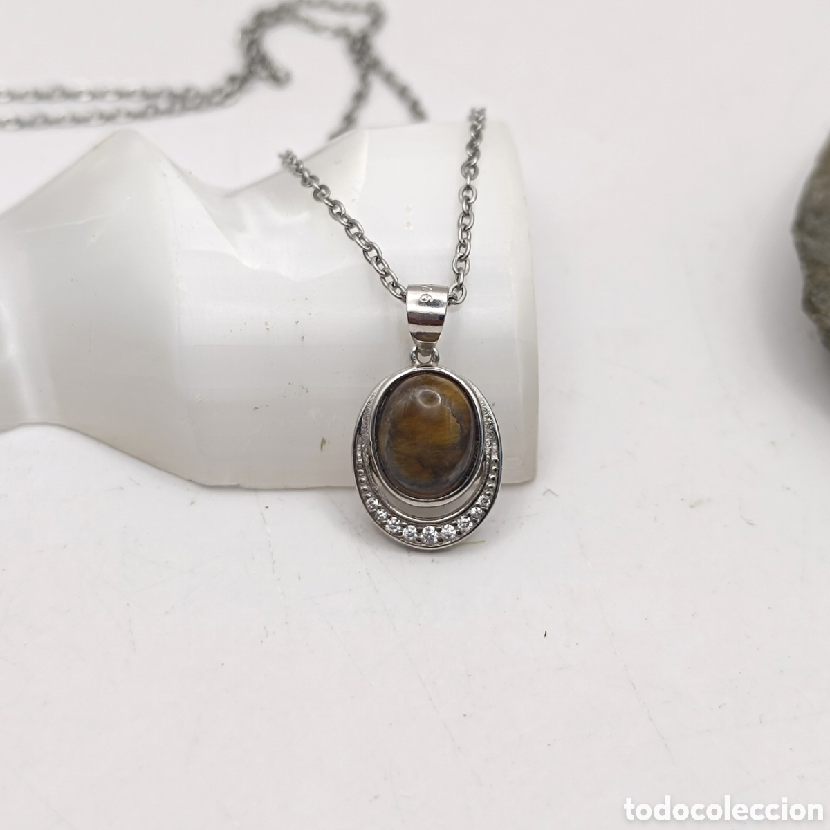Joyeria: Collar Mineral de Ojo de Tigre, Plata - Foto 1