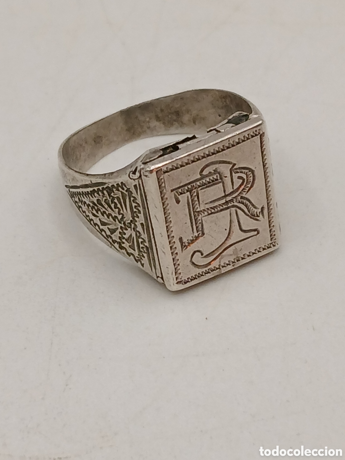 Joyeria: Antiguo anillo guardafoto plata de ley - Foto 2