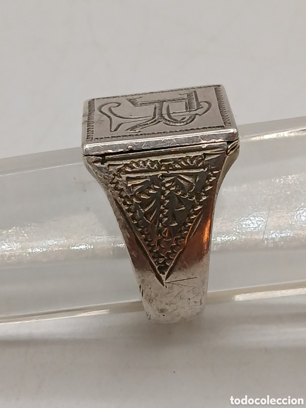 Joyeria: Antiguo anillo guardafoto plata de ley - Foto 3
