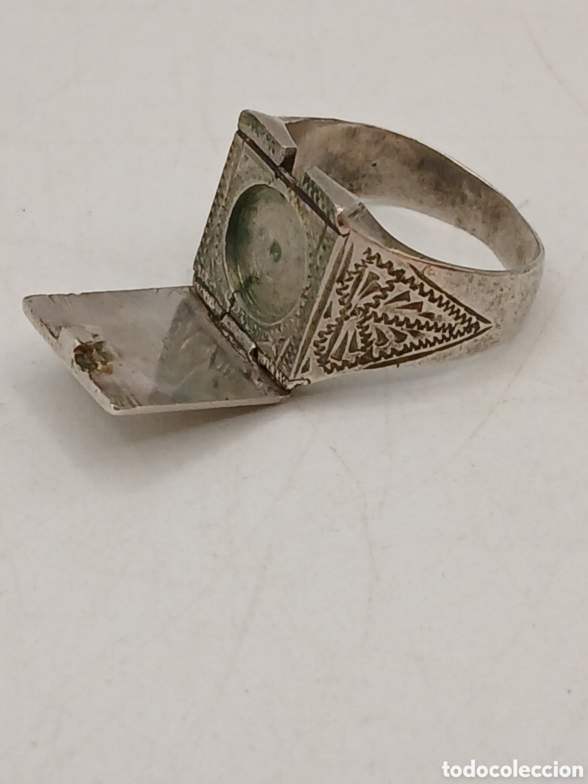 Joyeria: Antiguo anillo guardafoto plata de ley - Foto 5