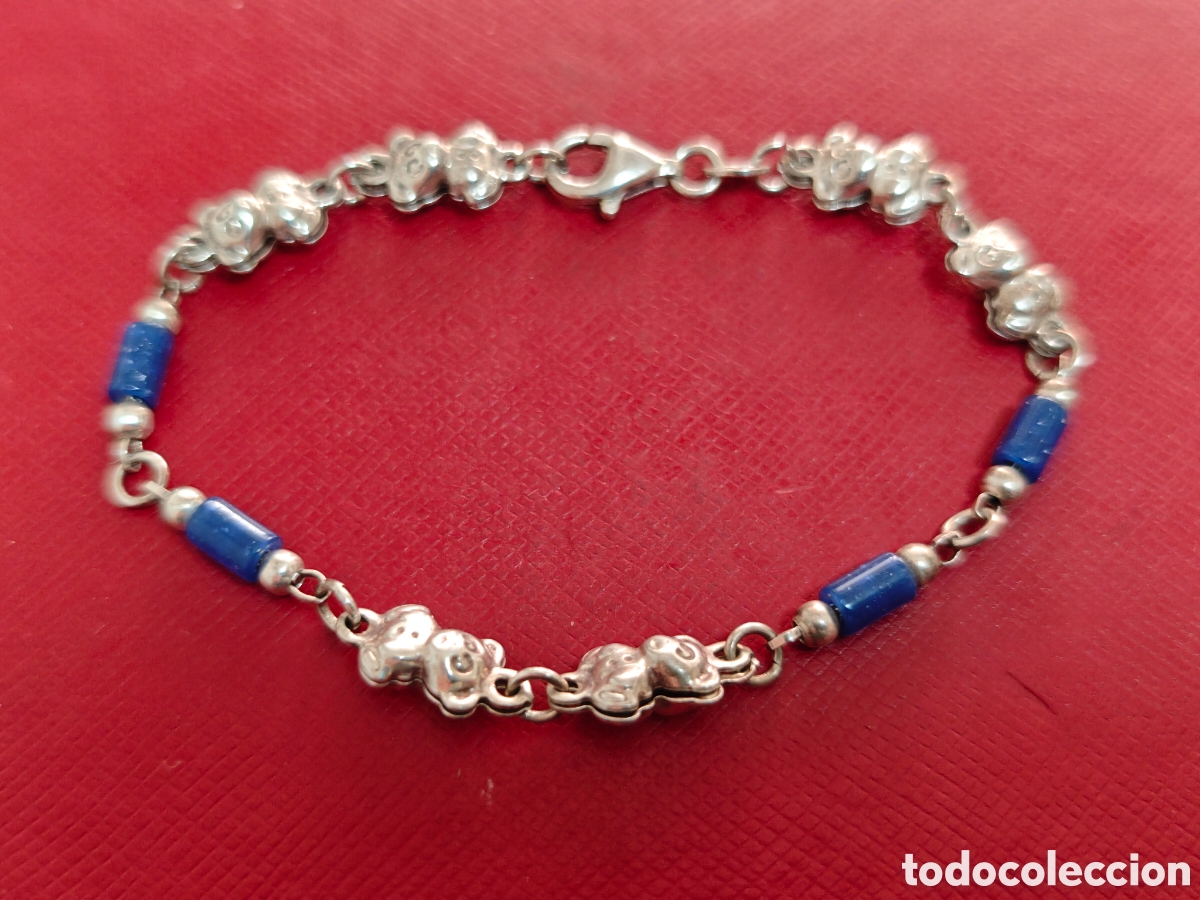 Joyeria: Pulsera de plata de ley con ositos y lapiszulia - Foto 2