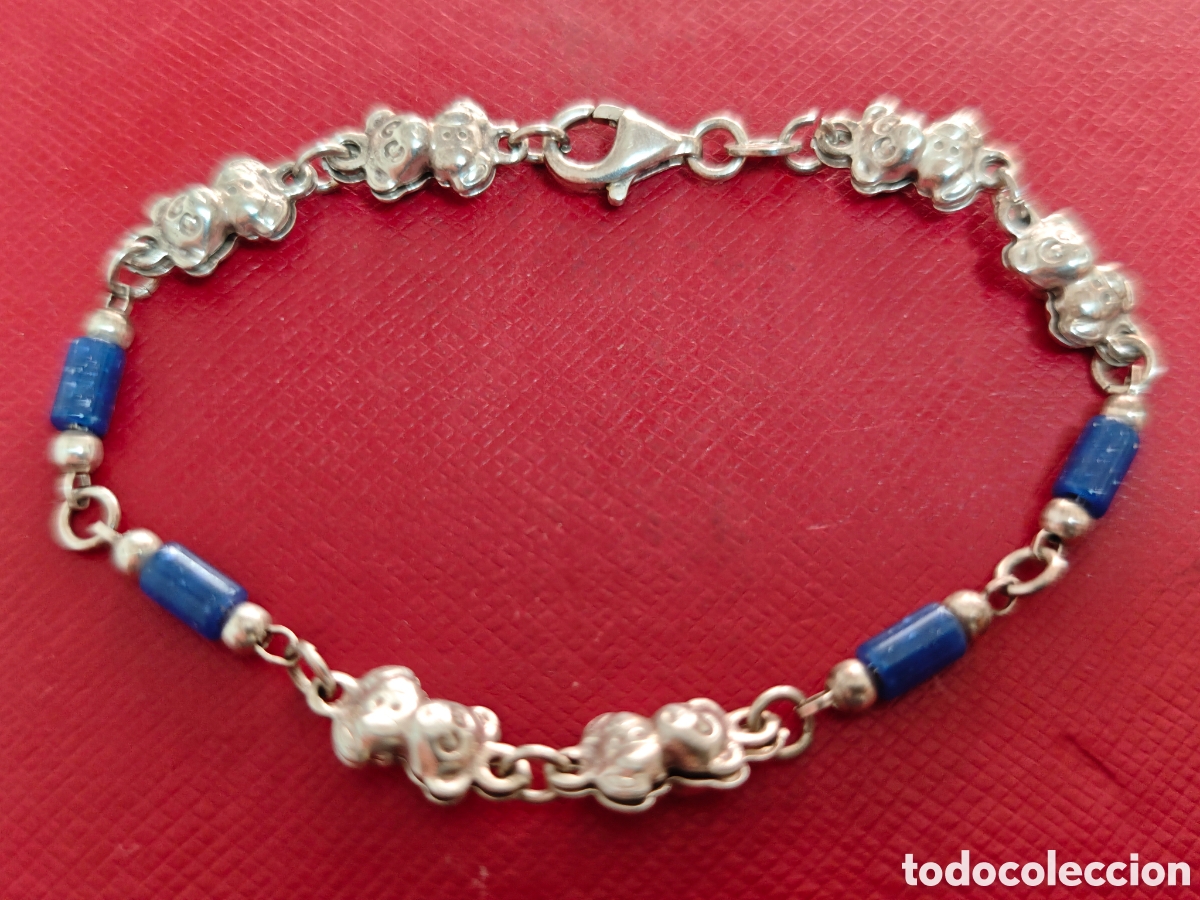 Joyeria: Pulsera de plata de ley con ositos y lapiszulia - Foto 3