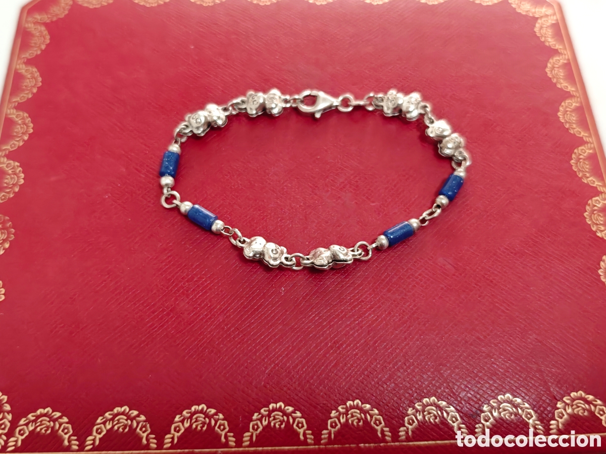 Joyeria: Pulsera de plata de ley con ositos y lapiszulia - Foto 4