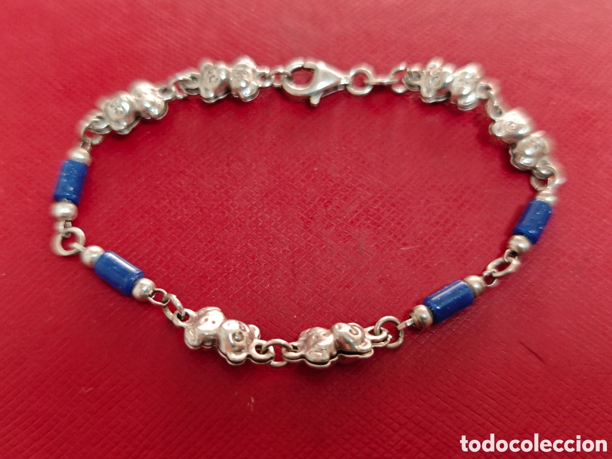 Joyeria: Pulsera de plata de ley con ositos y lapiszulia - Foto 5