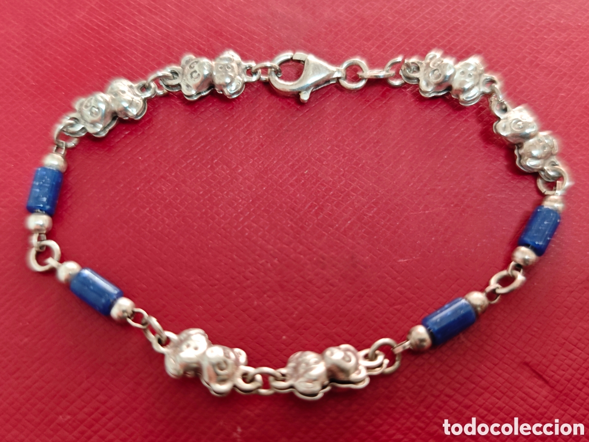 Joyeria: Pulsera de plata de ley con ositos y lapiszulia - Foto 6