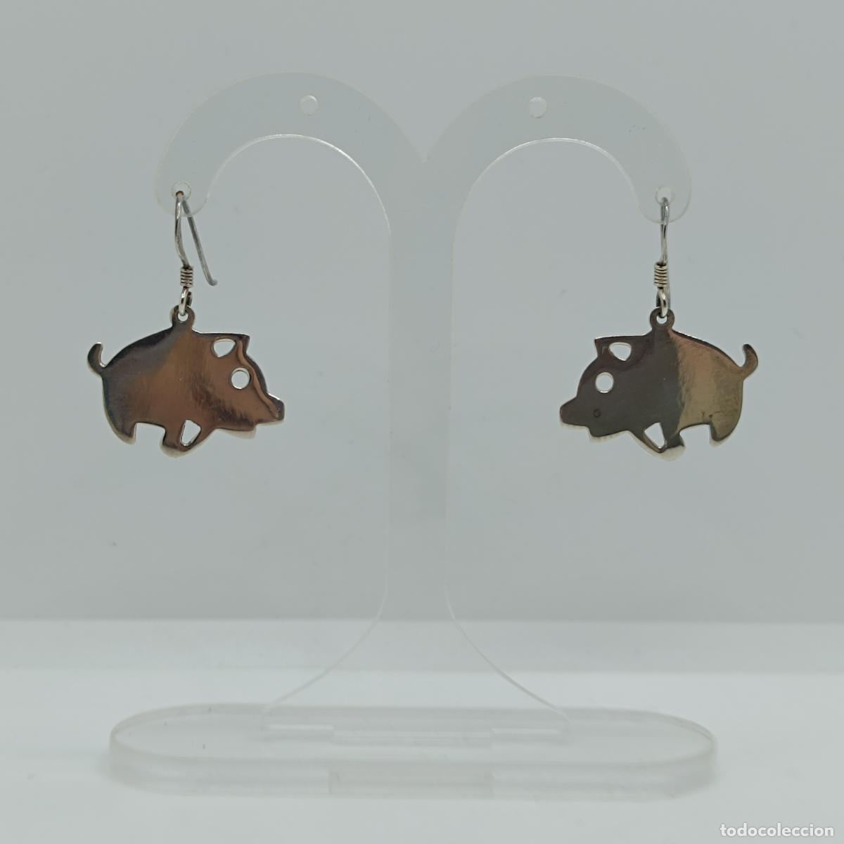 Joyeria: Simp&aacute;ticos pendientes de cerditos en plata de primera ley 925. - Foto 2