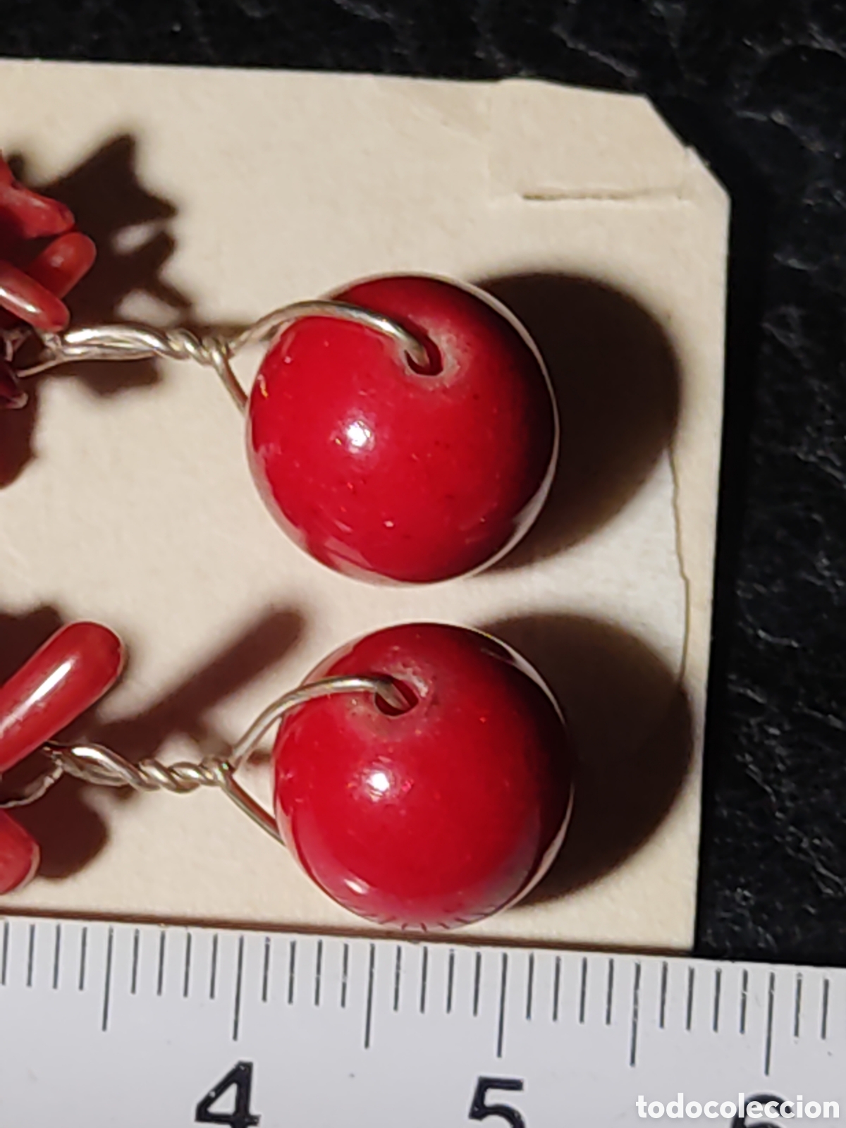 Joyeria: Pendientes de coral rojo y plata.Vintage. - Foto 5