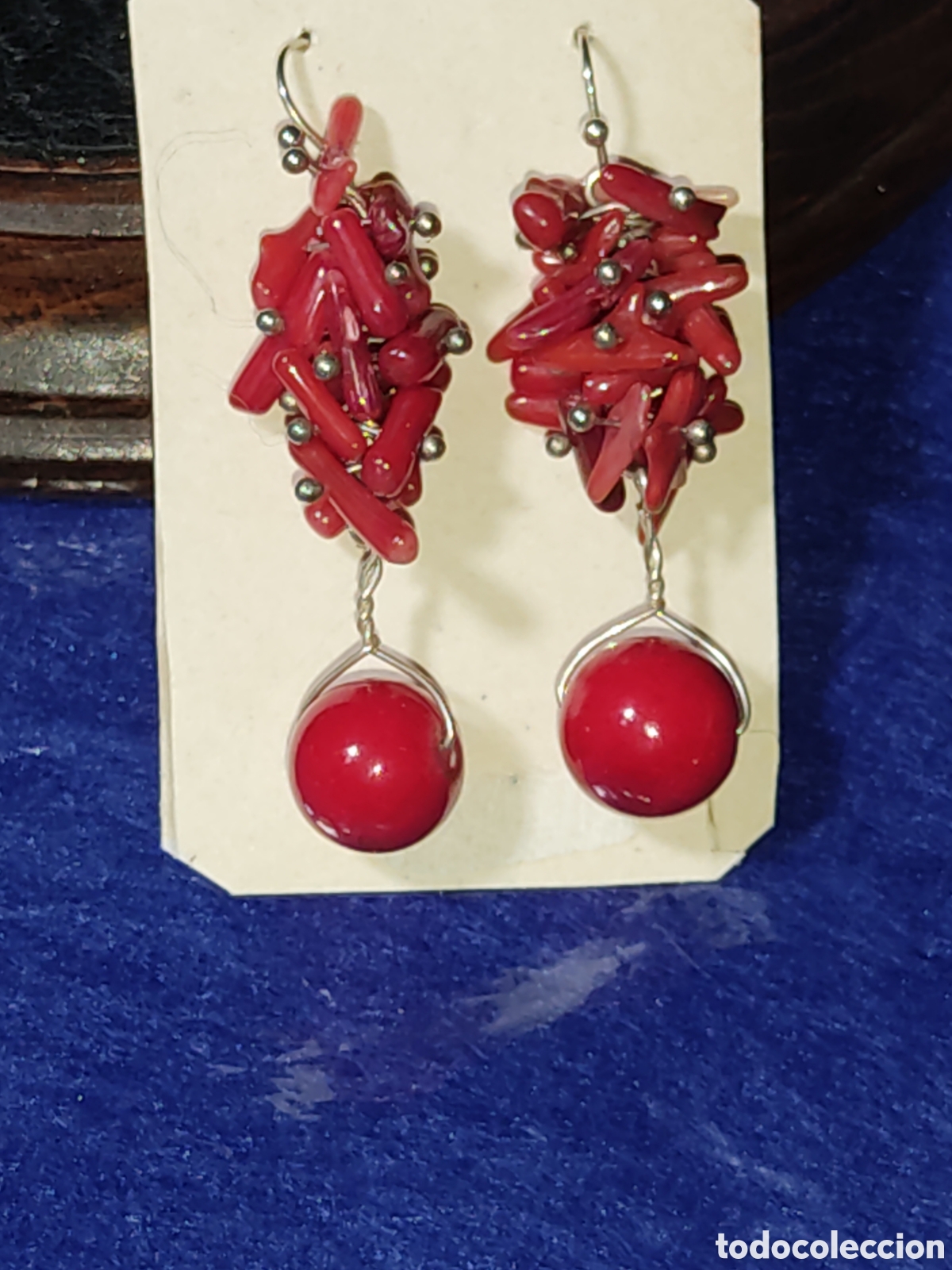 Joyeria: Pendientes de coral rojo y plata.Vintage. - Foto 1