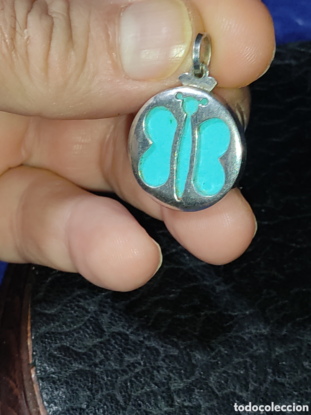 Joyeria: Colgante mariposa de plata 925 y turquesa. - Foto 4