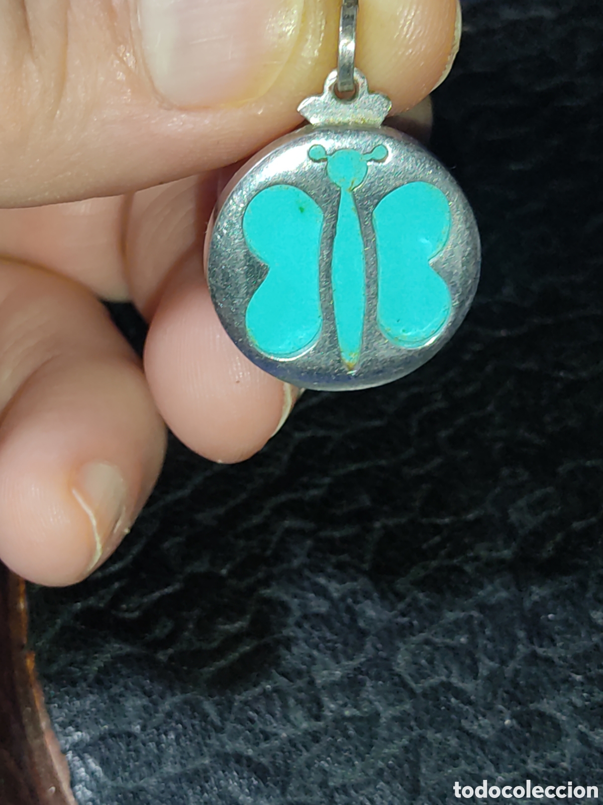 Joyeria: Colgante mariposa de plata 925 y turquesa. - Foto 5