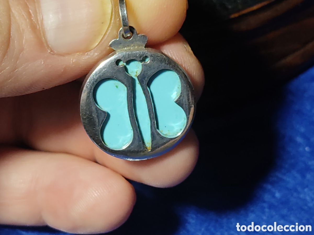 Joyeria: Colgante mariposa de plata 925 y turquesa. - Foto 1