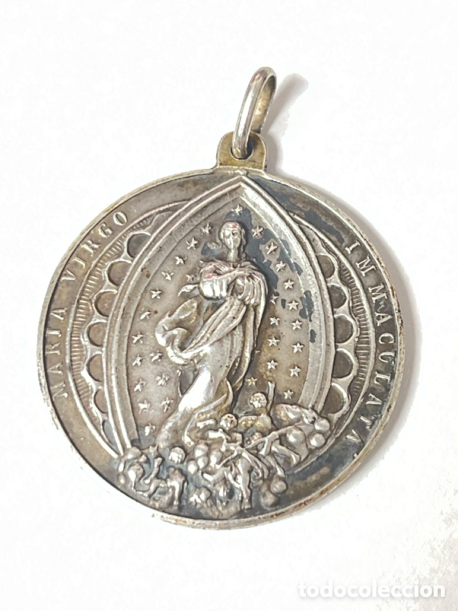 Joyeria: Medalla de plata religiosa /C461 - Foto 1