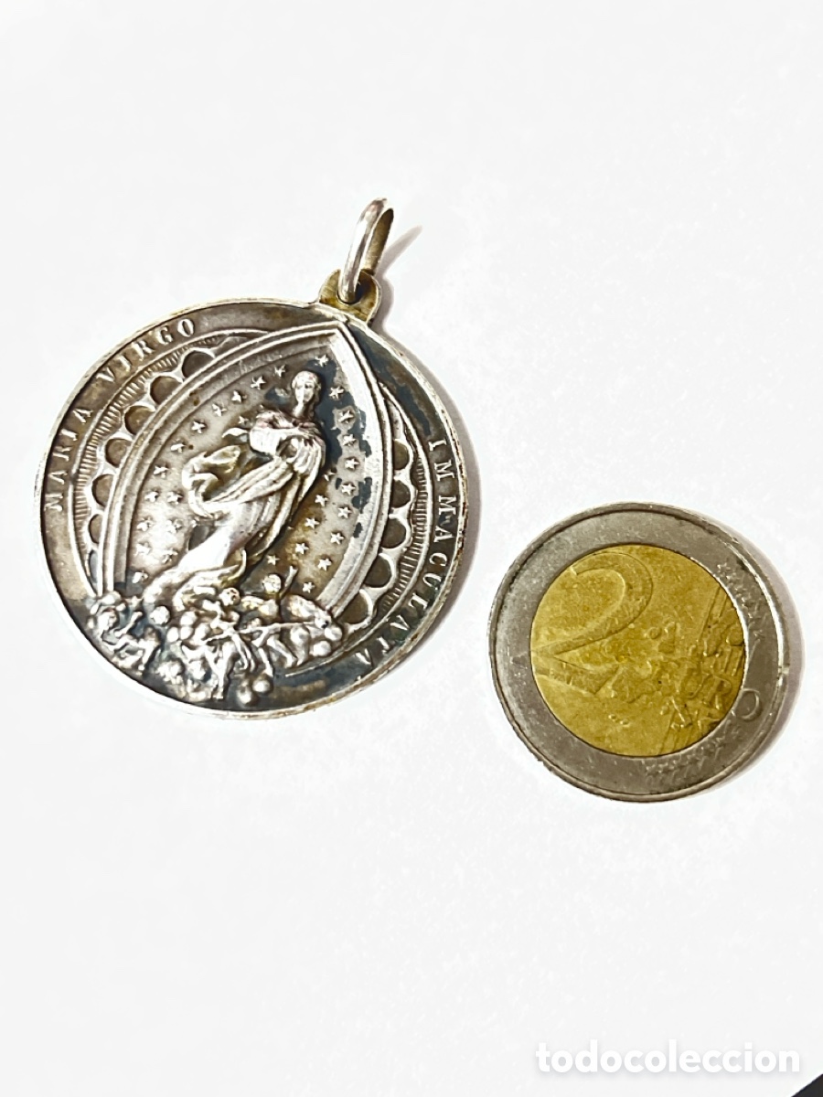 Joyeria: Medalla de plata religiosa /C461 - Foto 3