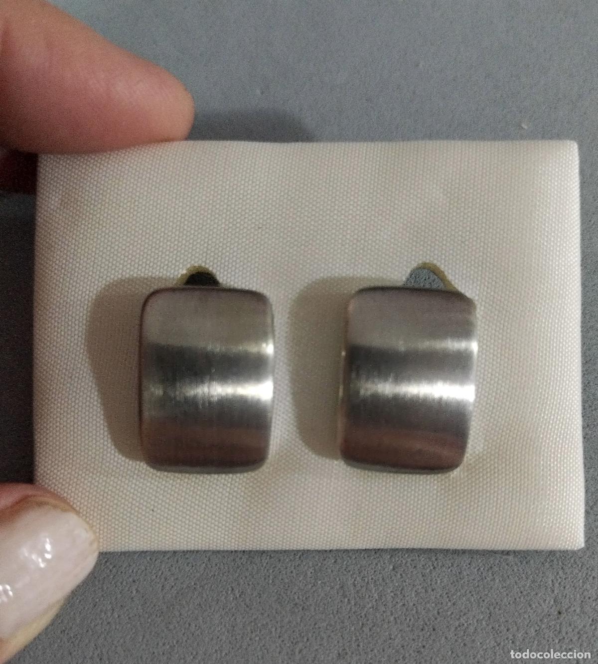 Joyeria: Pendientes plateados, cierre de clip. - Foto 2