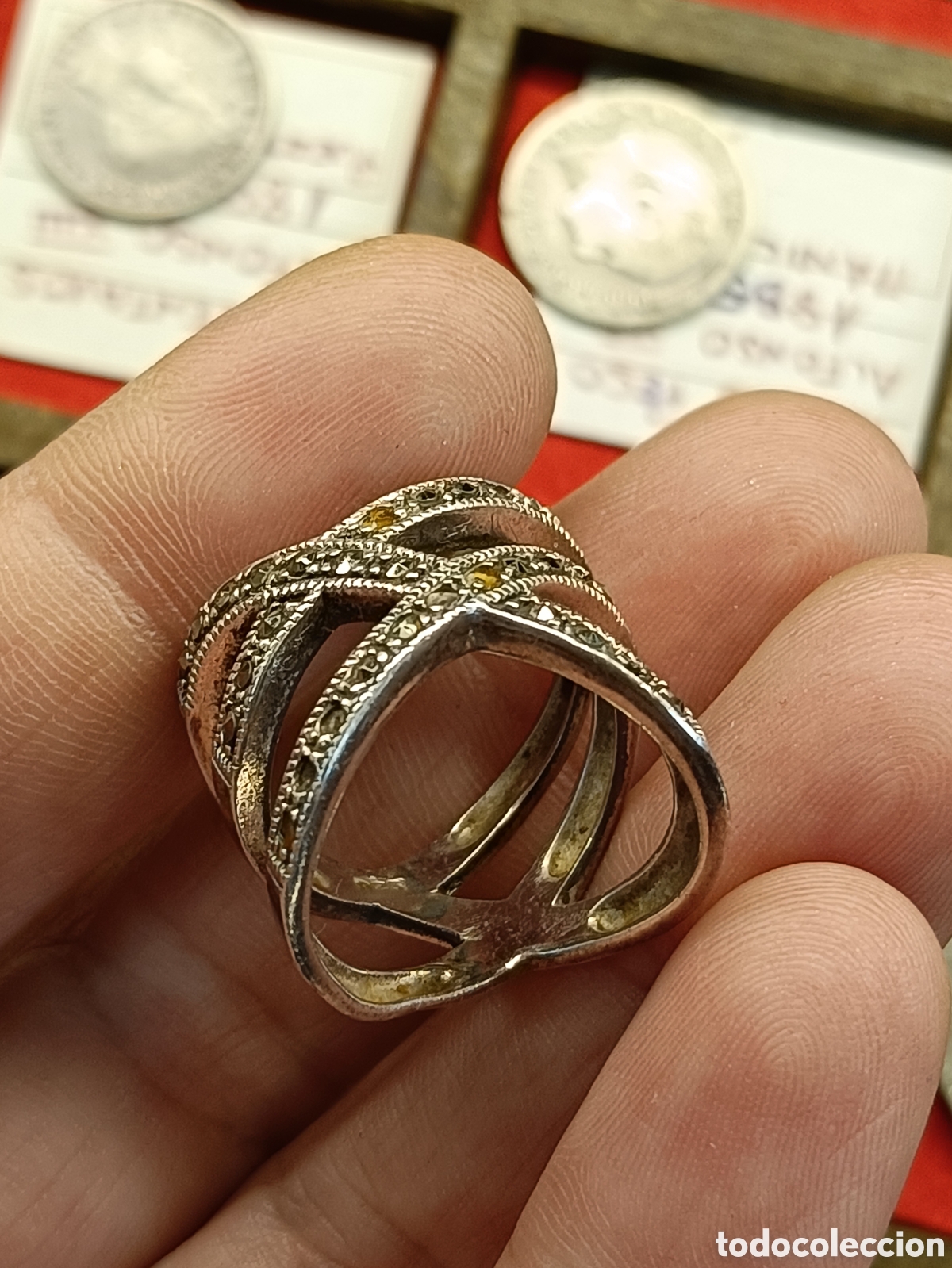 Joyeria: ANTIGUO ANILLO ELABORADO EN PLATA 925 CON MARQUESITAS - Foto 8