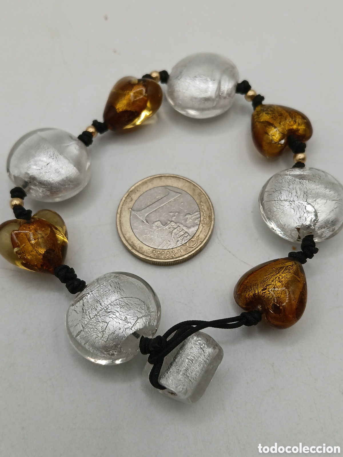 Joyeria: Pulsera cristal de Murano y algod&oacute;n - Foto 3
