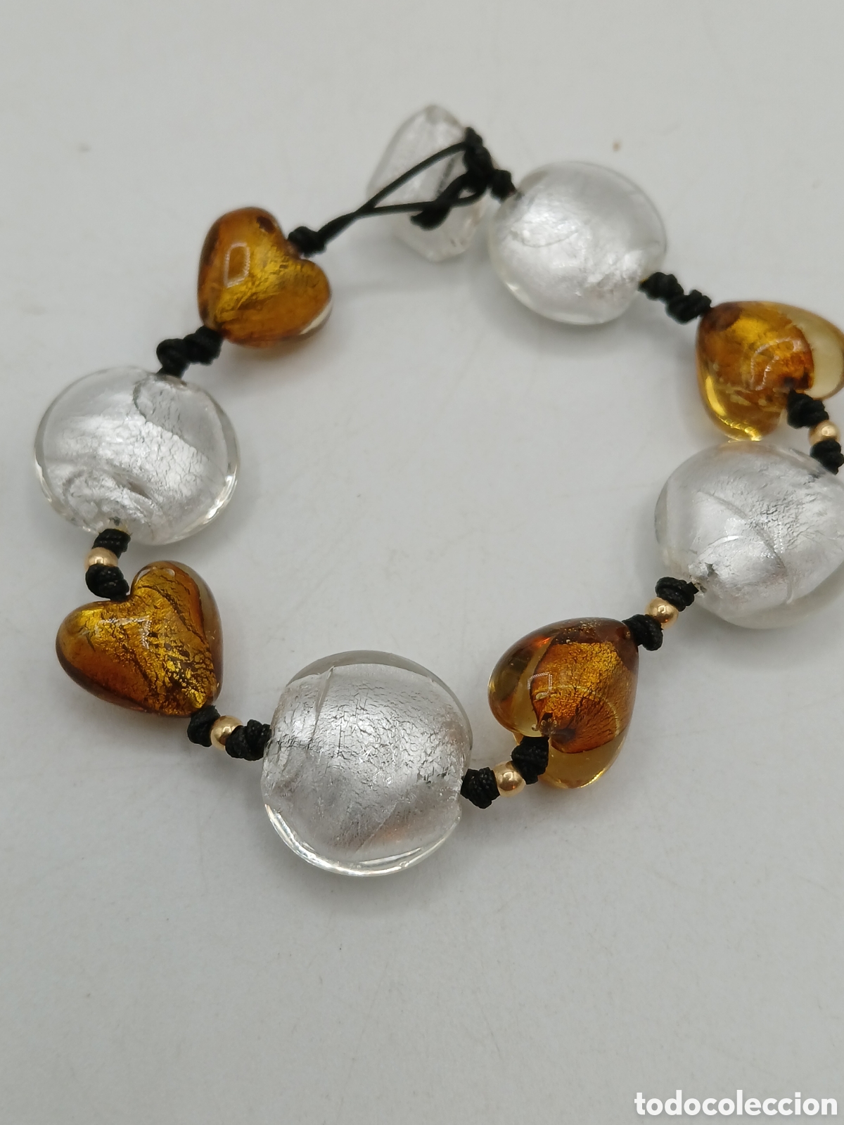 Joyeria: Pulsera cristal de Murano y algod&oacute;n - Foto 1