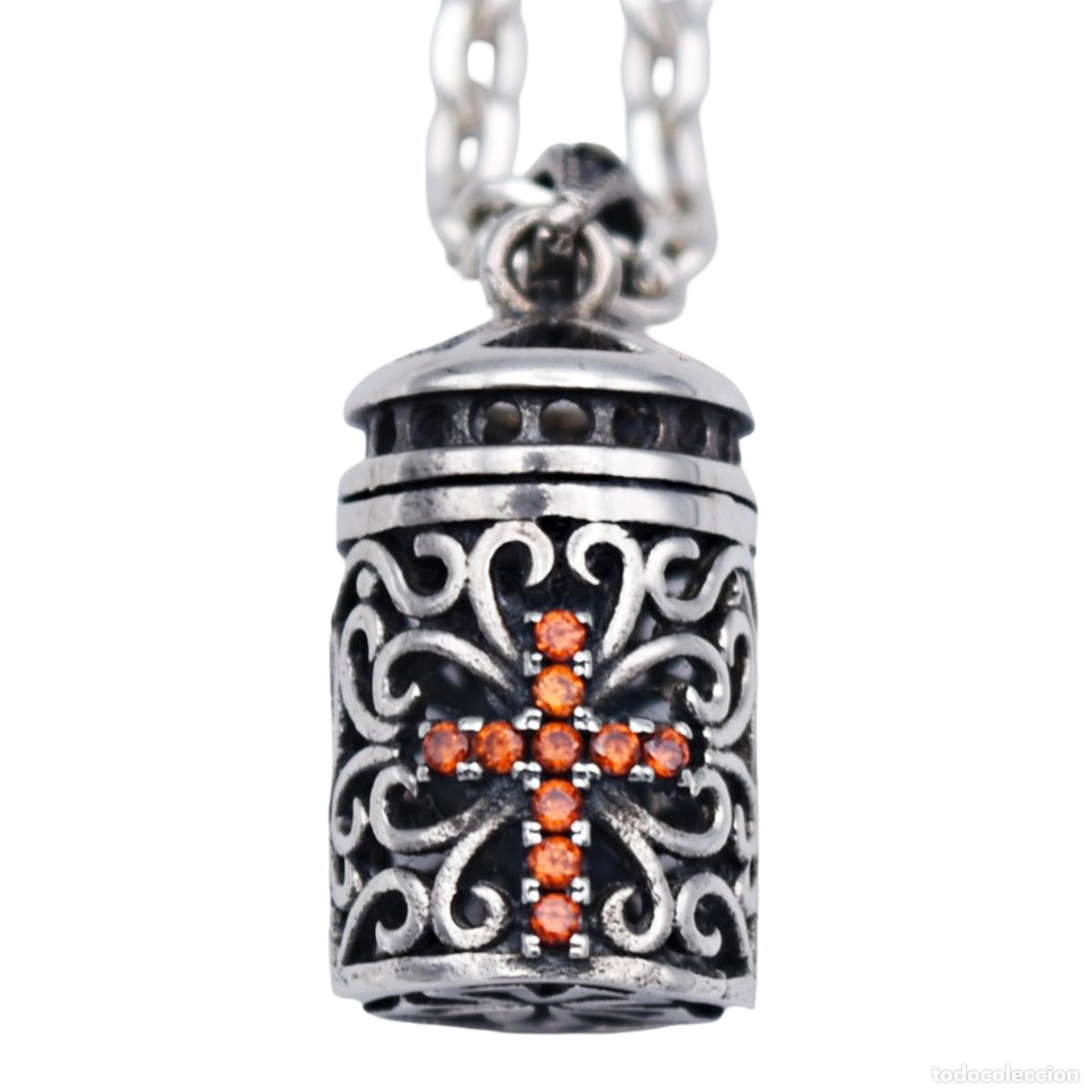 Joyeria: Cadena con colgante (plata) de relicario / amuleto