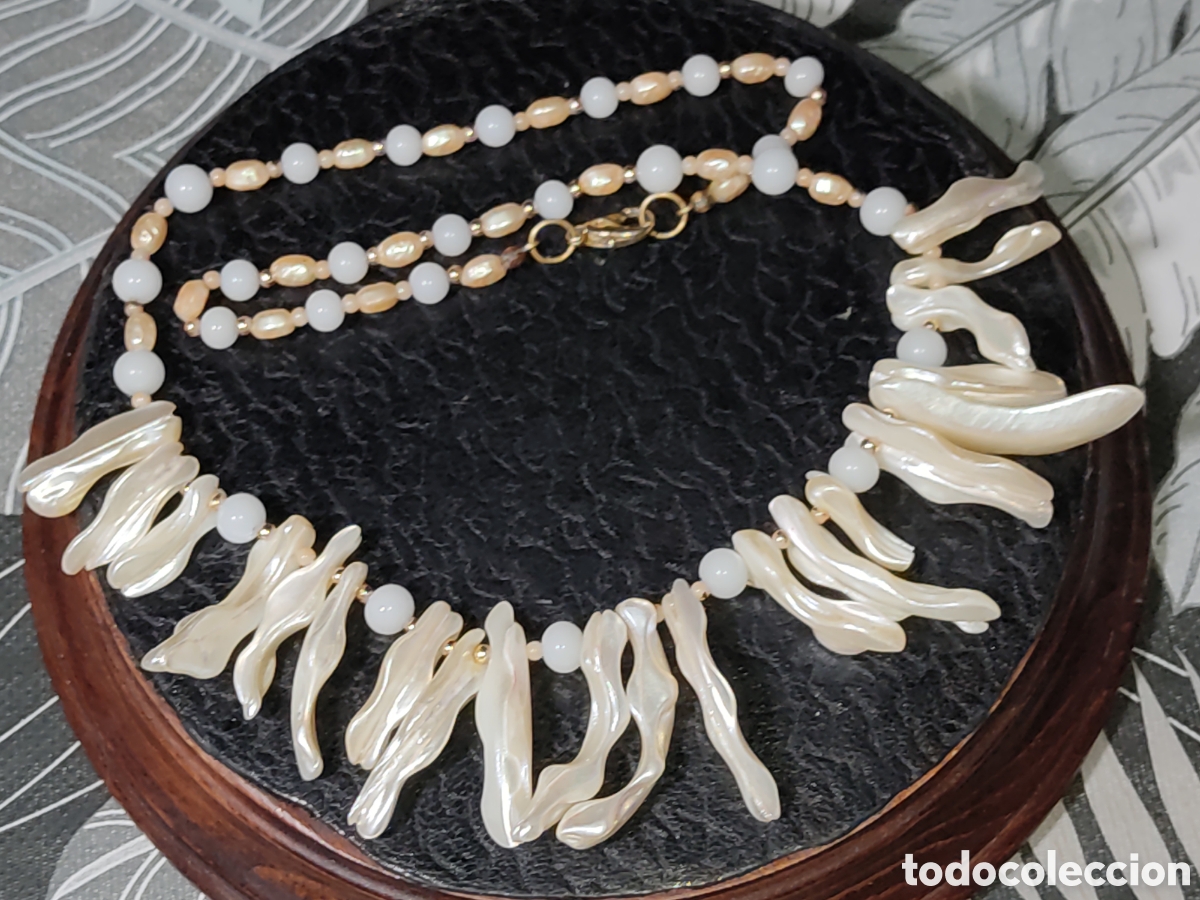 Joyeria: Collar de n&aacute;car y perlas de r&iacute;o.Vintage. - Foto 3