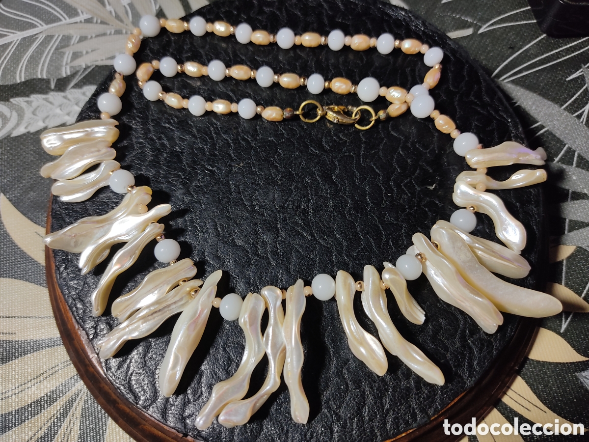 Joyeria: Collar de n&aacute;car y perlas de r&iacute;o.Vintage. - Foto 6