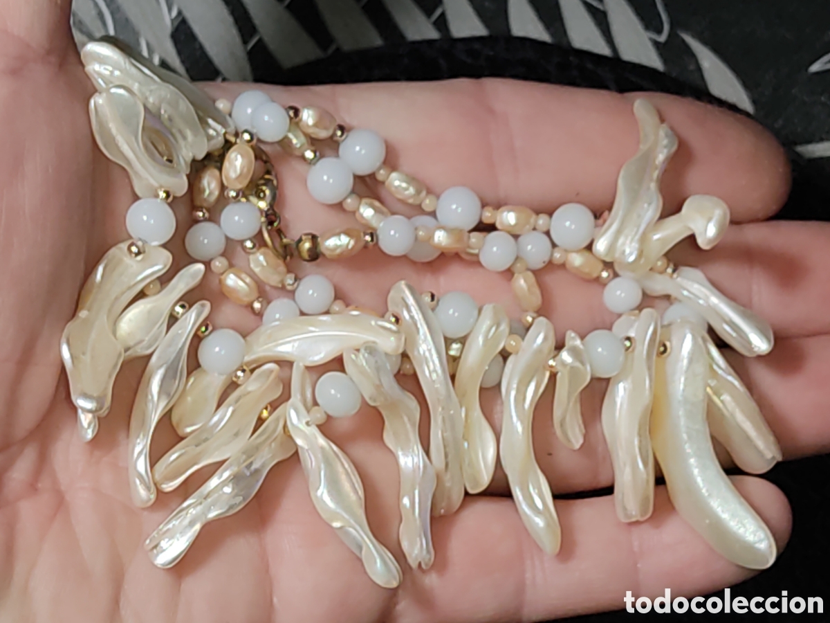 Joyeria: Collar de n&aacute;car y perlas de r&iacute;o.Vintage. - Foto 7
