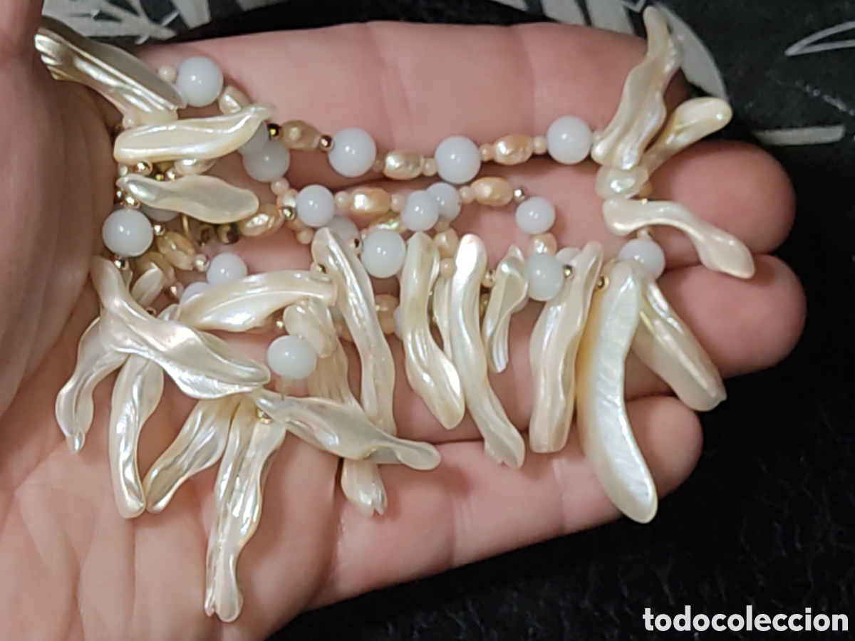 Joyeria: Collar de n&aacute;car y perlas de r&iacute;o.Vintage. - Foto 8