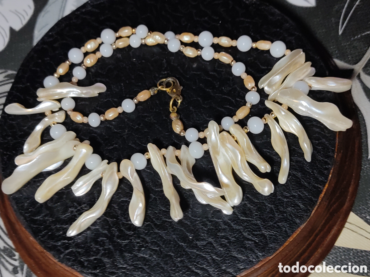 Joyeria: Collar de n&aacute;car y perlas de r&iacute;o.Vintage. - Foto 9