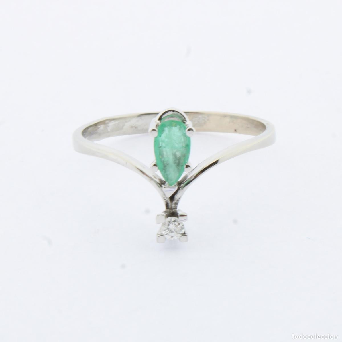 Joyeria: Anillo oro blanco con diamante y esmeralda - Foto 2