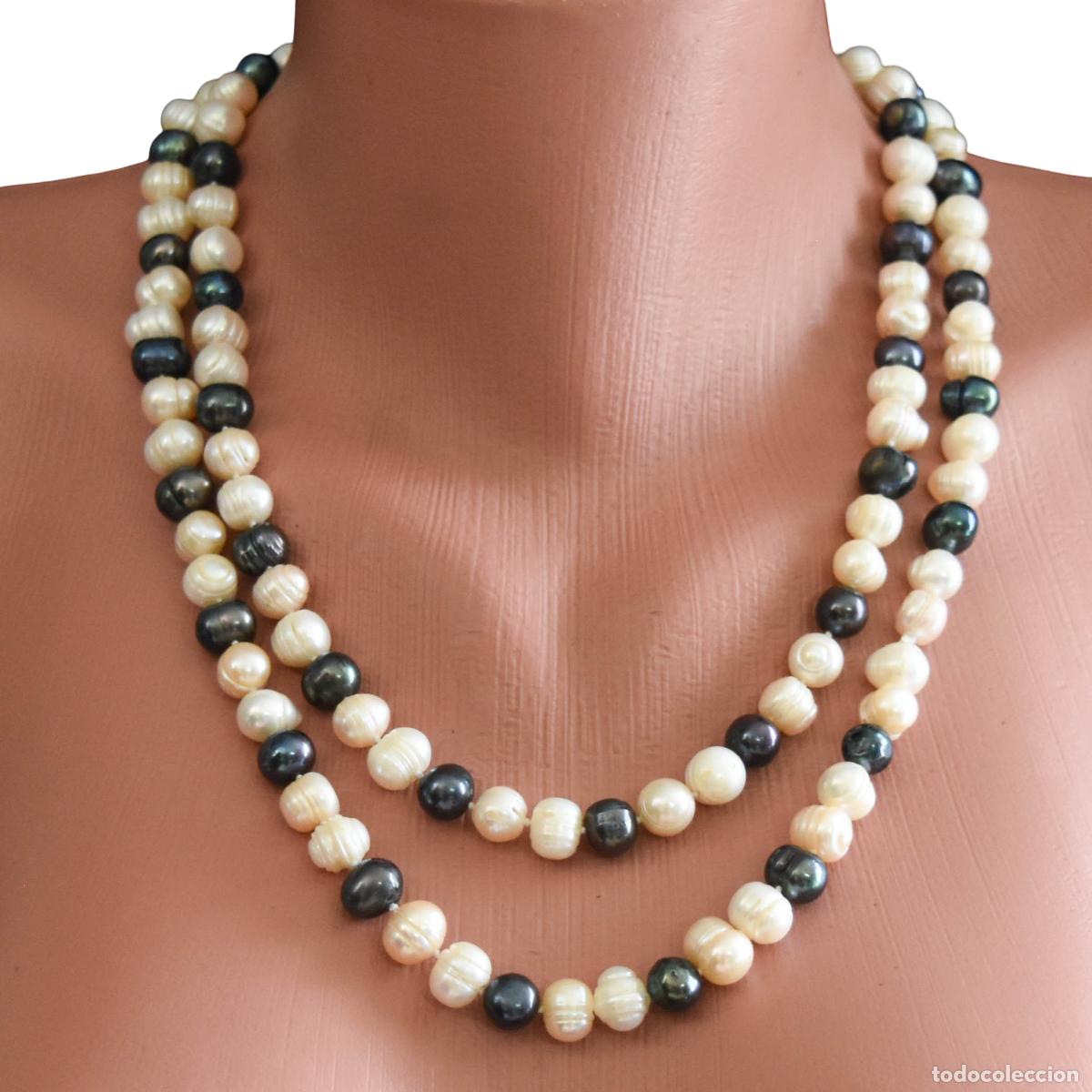 Joyeria: Collar de perlas grises y blancas - Foto 1