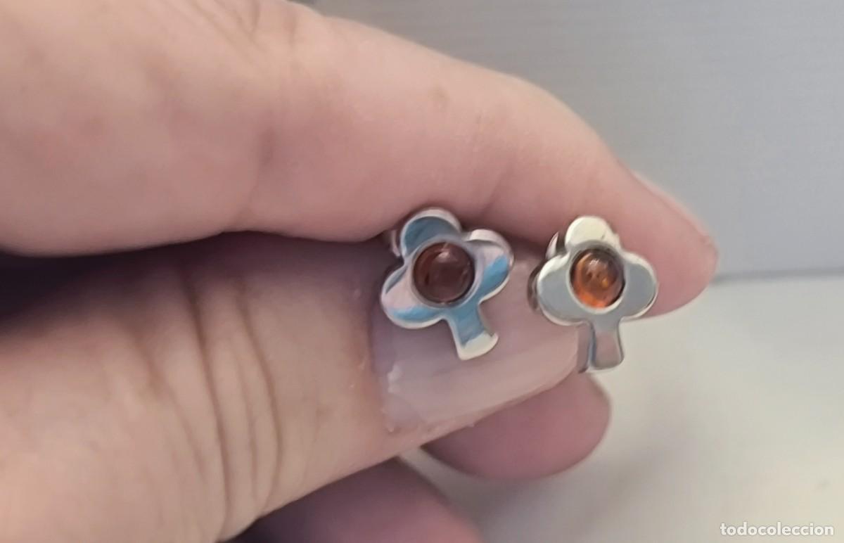 Joyeria: Vendo pendientes nuevos de plata y &aacute;mbar con forma de flor - Foto 3