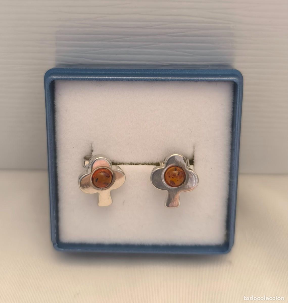 Joyeria: Vendo pendientes nuevos de plata y &aacute;mbar con forma de flor - Foto 4