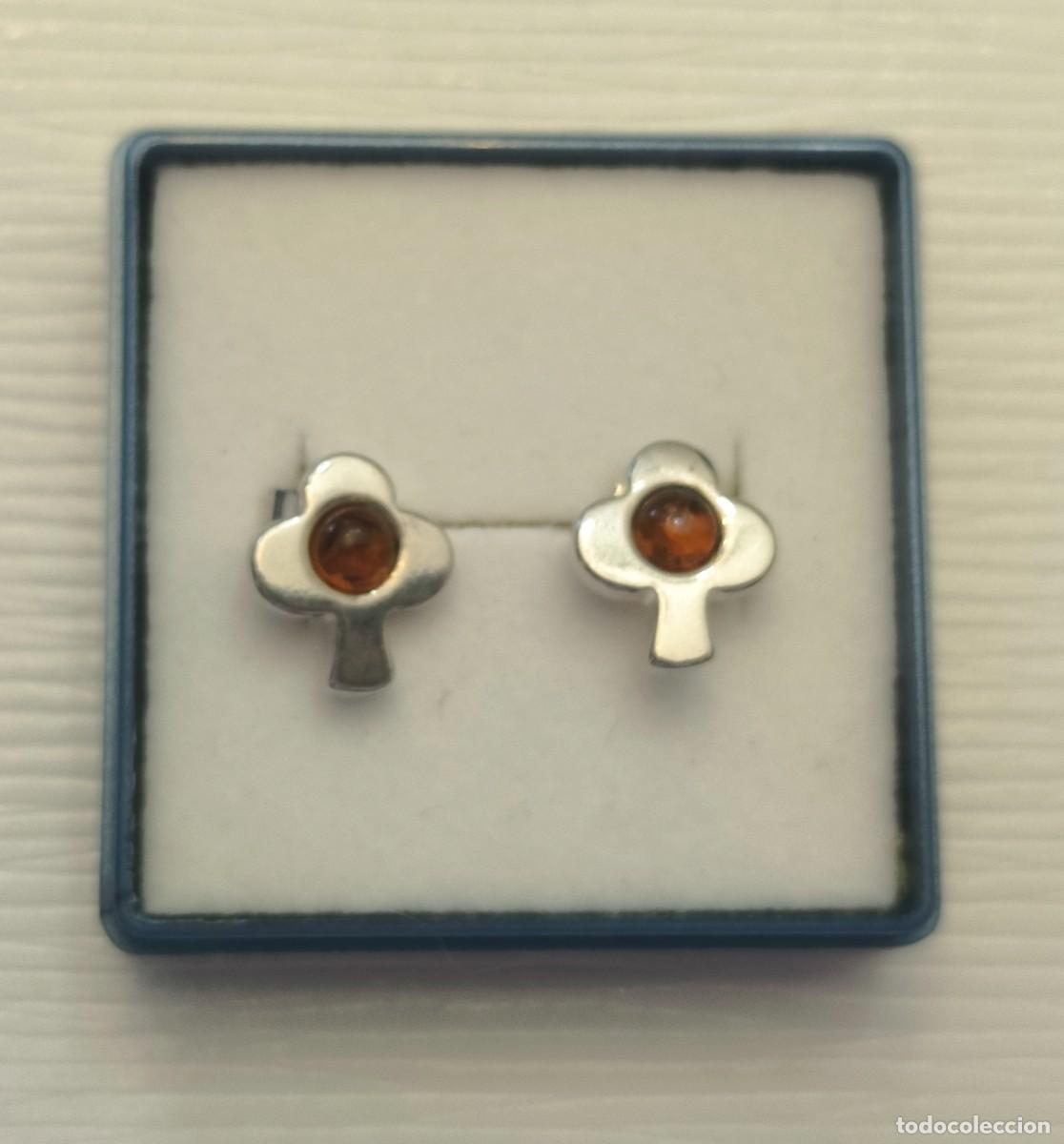 Joyeria: Vendo pendientes nuevos de plata y &aacute;mbar con forma de flor - Foto 8