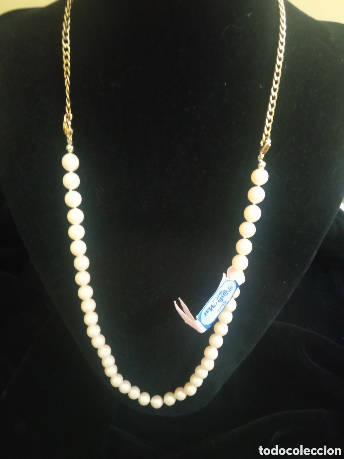 Joyeria: Collar, perlas de Ninfa del Mar, cadena dorada - Foto 2