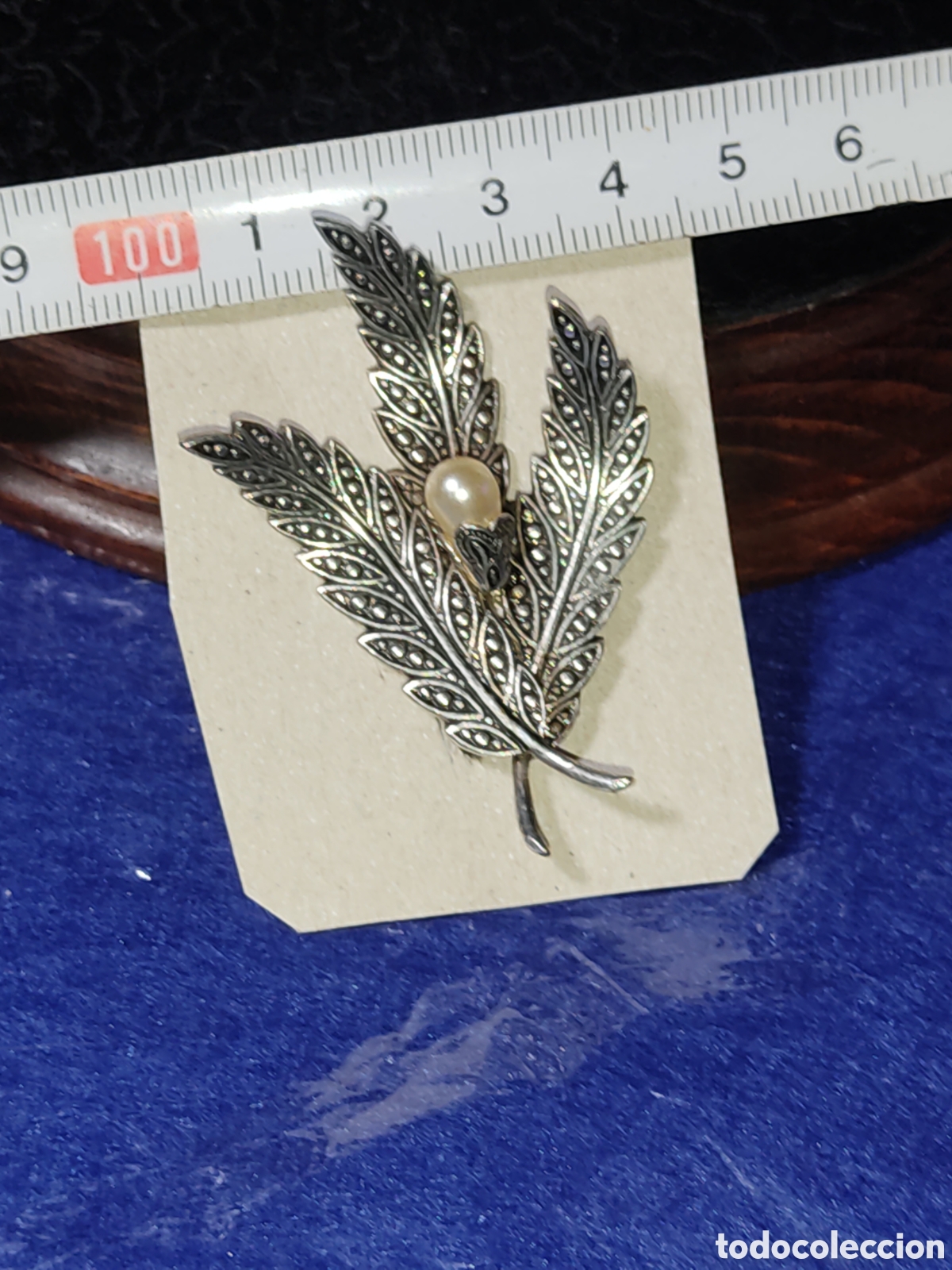 Joyeria: Broche hojas con perlas.Vintage. - Foto 3