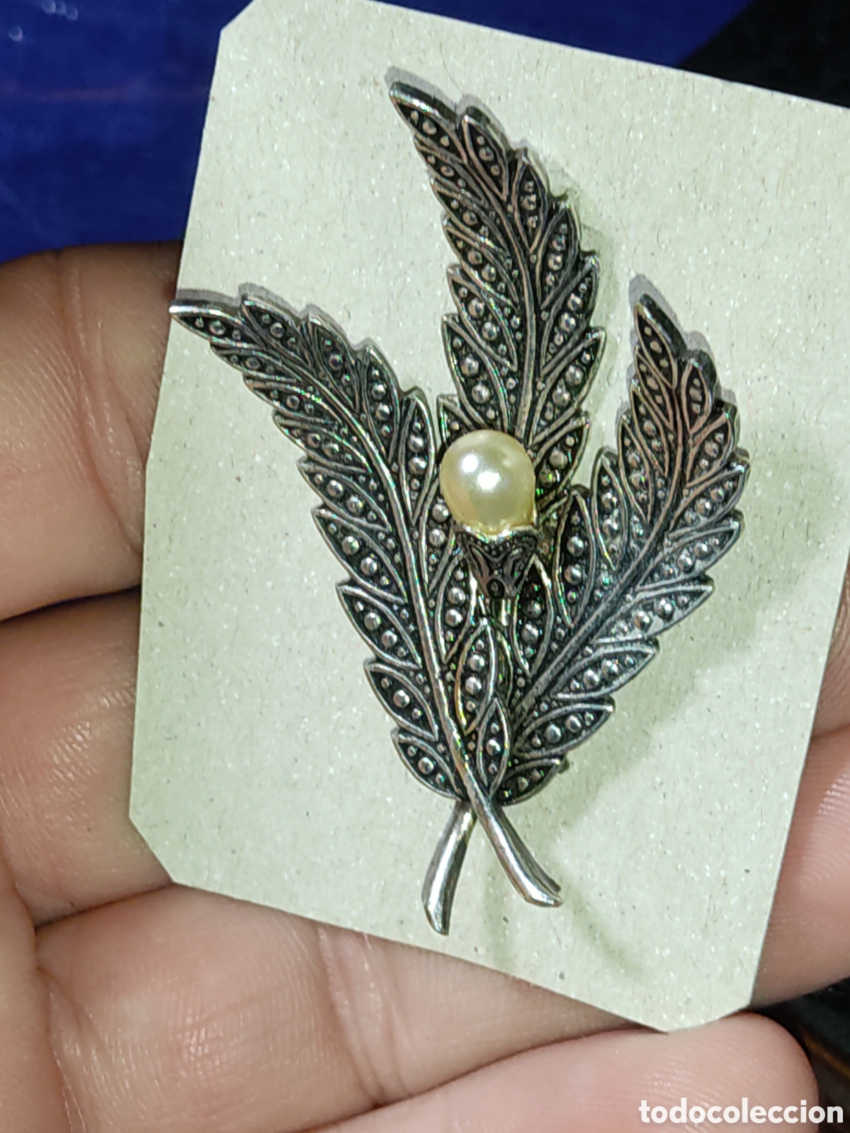 Joyeria: Broche hojas con perlas.Vintage. - Foto 5