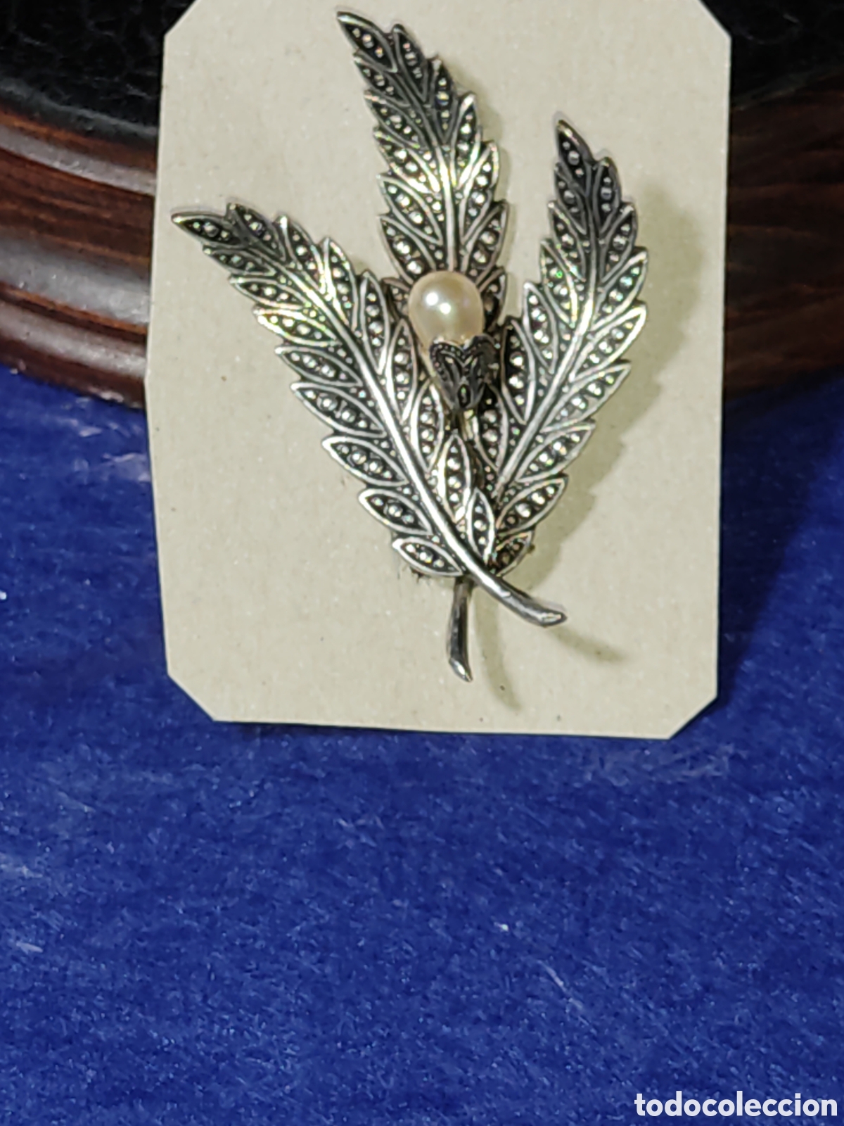 Joyeria: Broche hojas con perlas.Vintage. - Foto 1