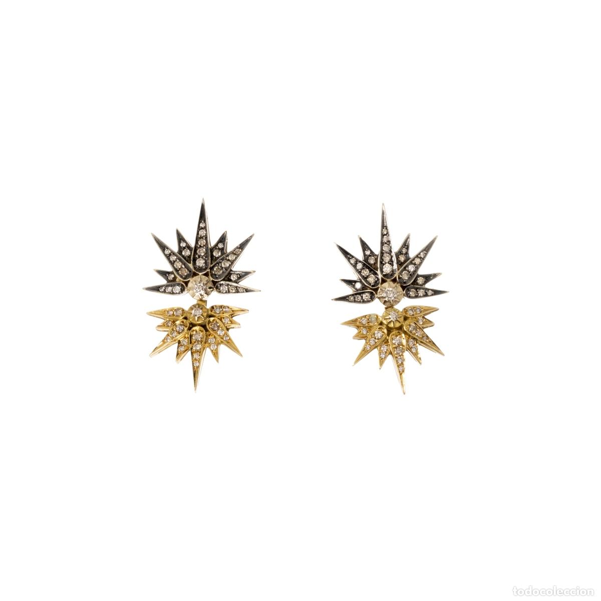 Joyeria: PAR DE PENDIENTES DE ORO Y DIAMANTES - Foto 1