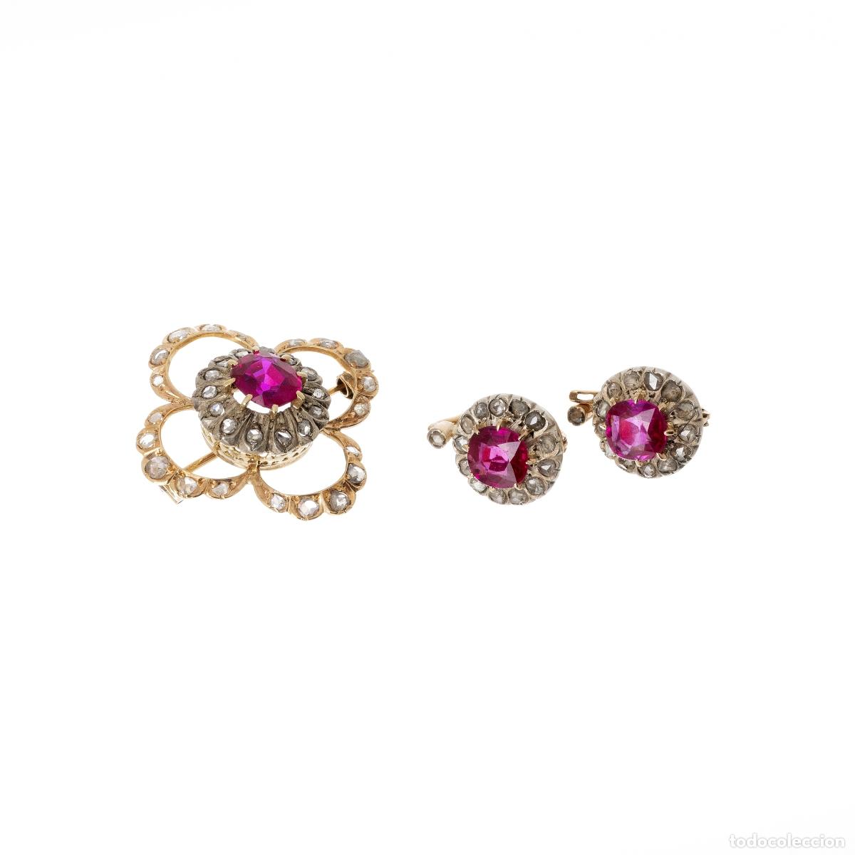 Joyeria: PAR DE PENDIENTES Y BROCHE DE PLATA Y ORO - Foto 1