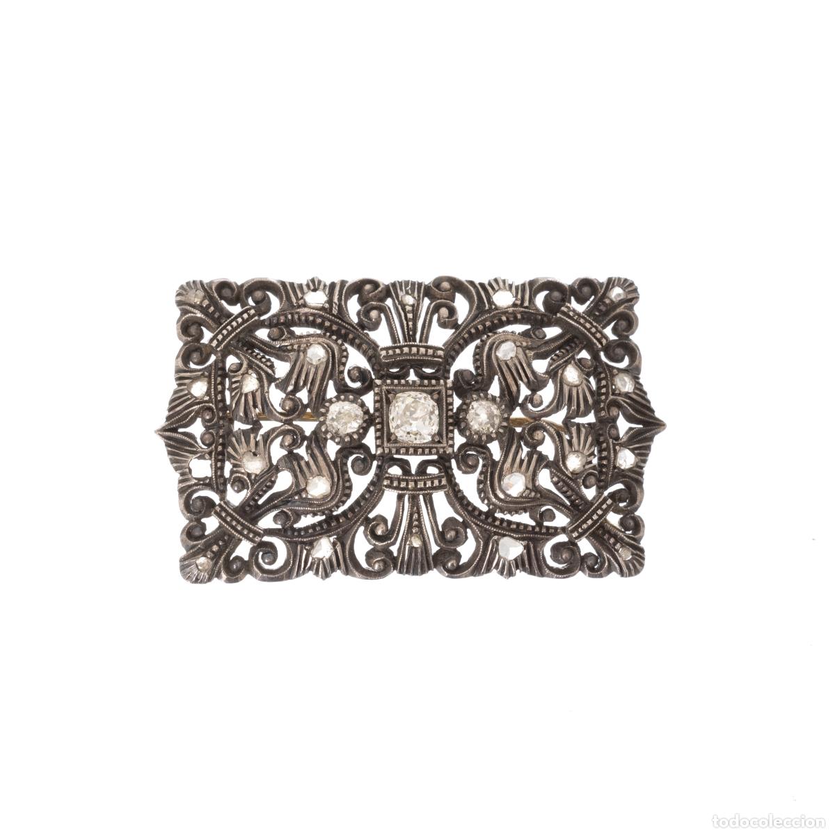 Joyeria: BROCHE EN PLATA Y ORO DE 19,2K Y DIAMANTES - Foto 1