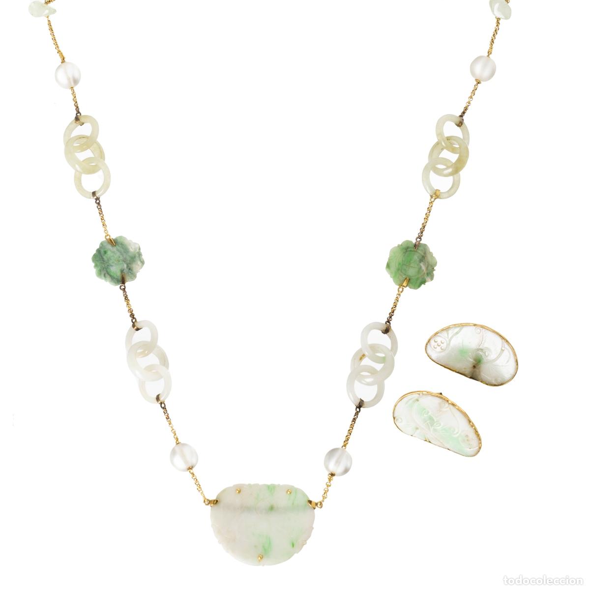 Joyeria: COLLAR Y PENDIENTES EN ORO DE 19,2K, JADE Y CUARZO - Foto 1