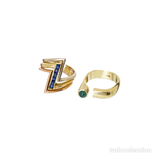 Joyeria: DOS ANILLOS EN ORO, ZAFIRO Y ESMERALDA - Foto 1