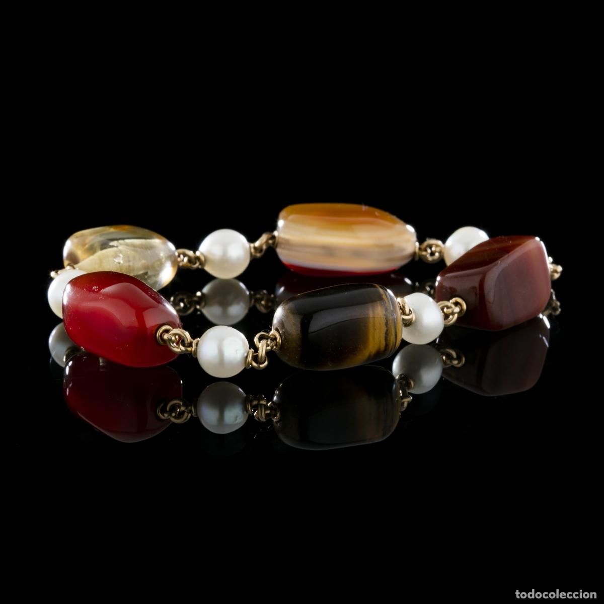 Joyeria: PULSERA DE ORO DE 19,2K, PERLAS, CUARZO Y JASPE - Foto 1