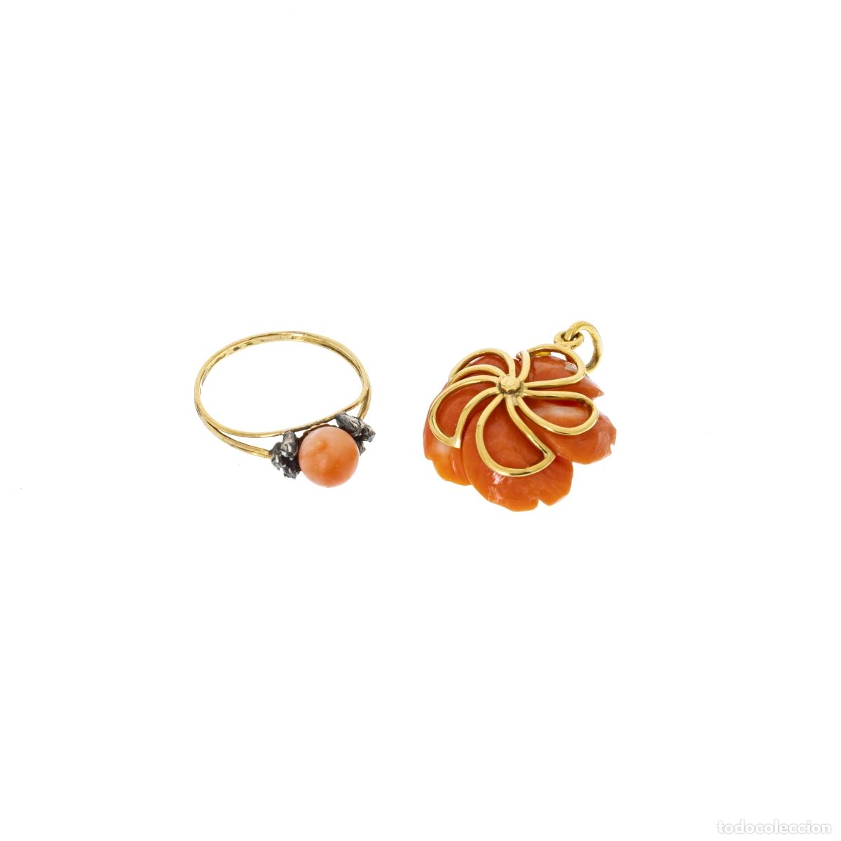 Joyeria: ANILLO Y COLGANTE CON FLOR EN ORO DE 19,2K - Foto 1