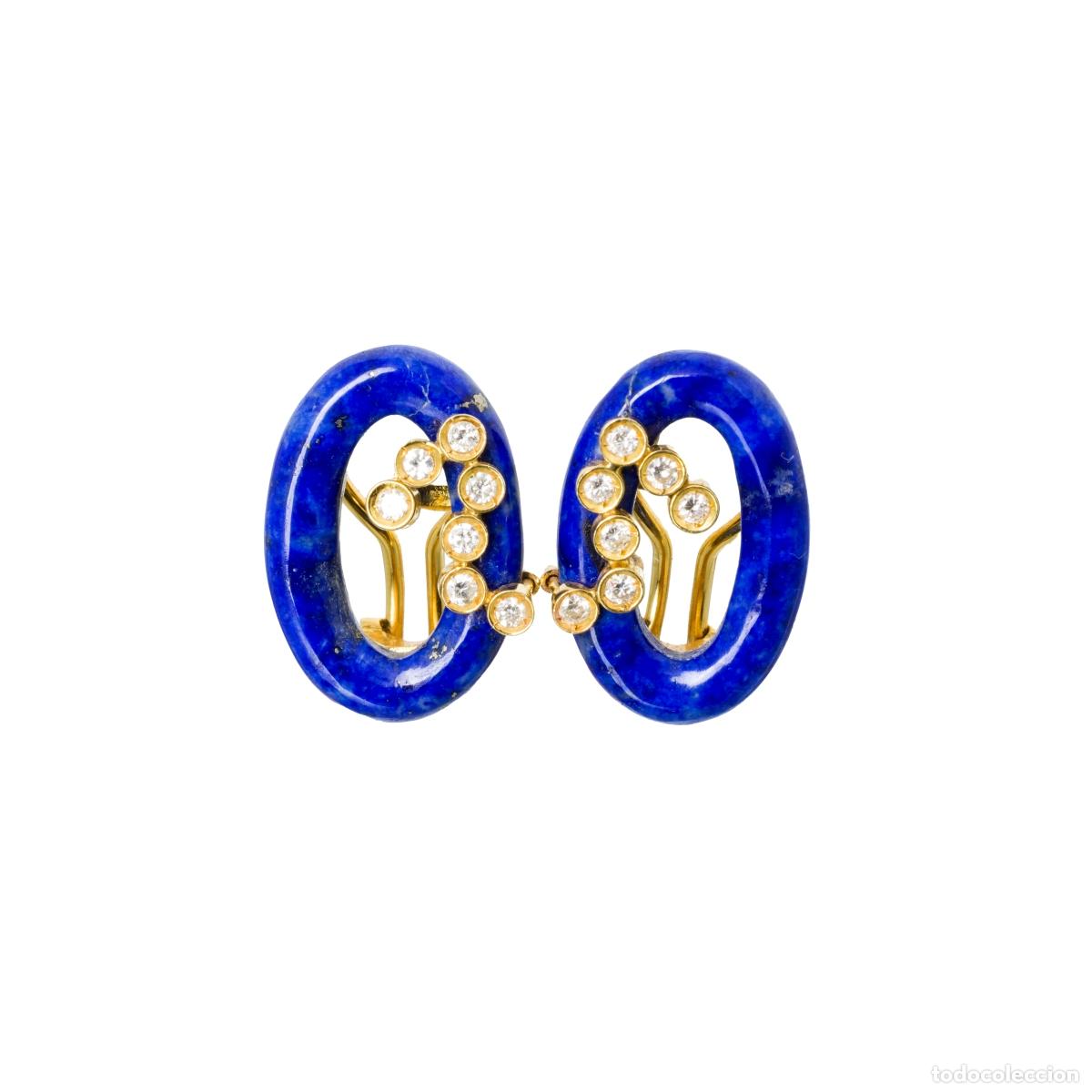 Joyeria: PAR DE PENDIENTES ORO Y LAPISL&Aacute;ZULI - Foto 1